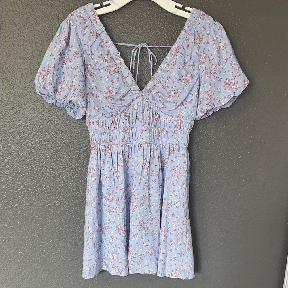 Altar'd State Blue Floral Mini Dress small EEUC